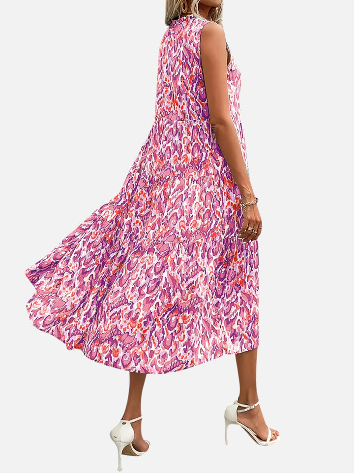 women's boho maxi dress sleeveless summer vacation outfit printed