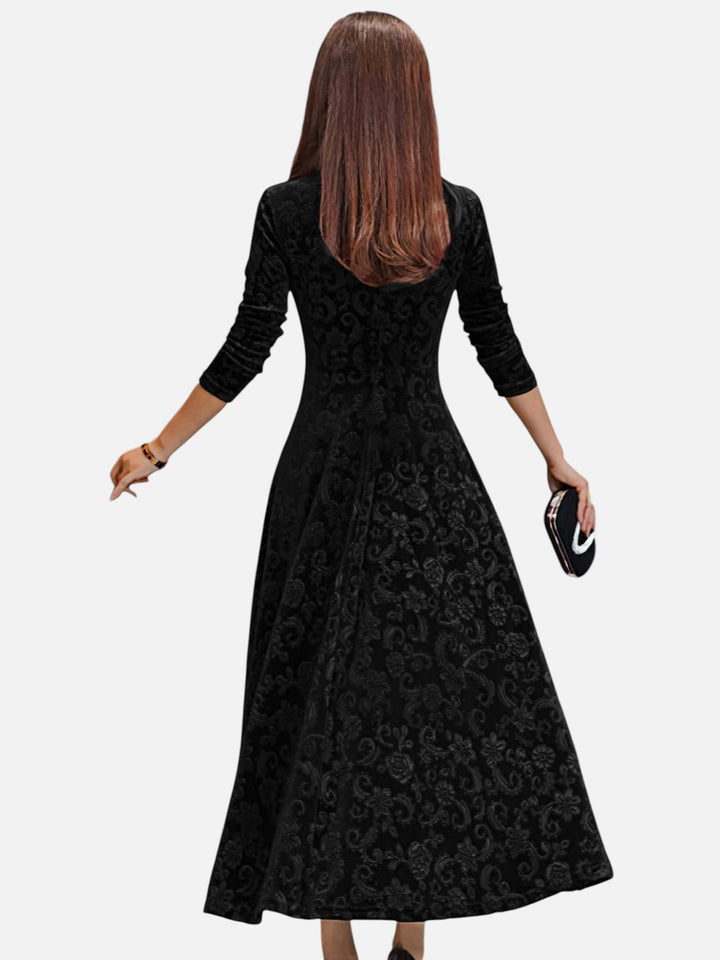 Women's Velvet Maxi Dress Formal Long Sleeve Evening Outfit