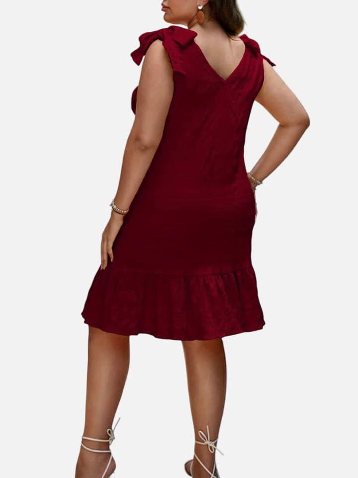 Plus Size Midi Dress for Summer Casual Sleeveless V Neck