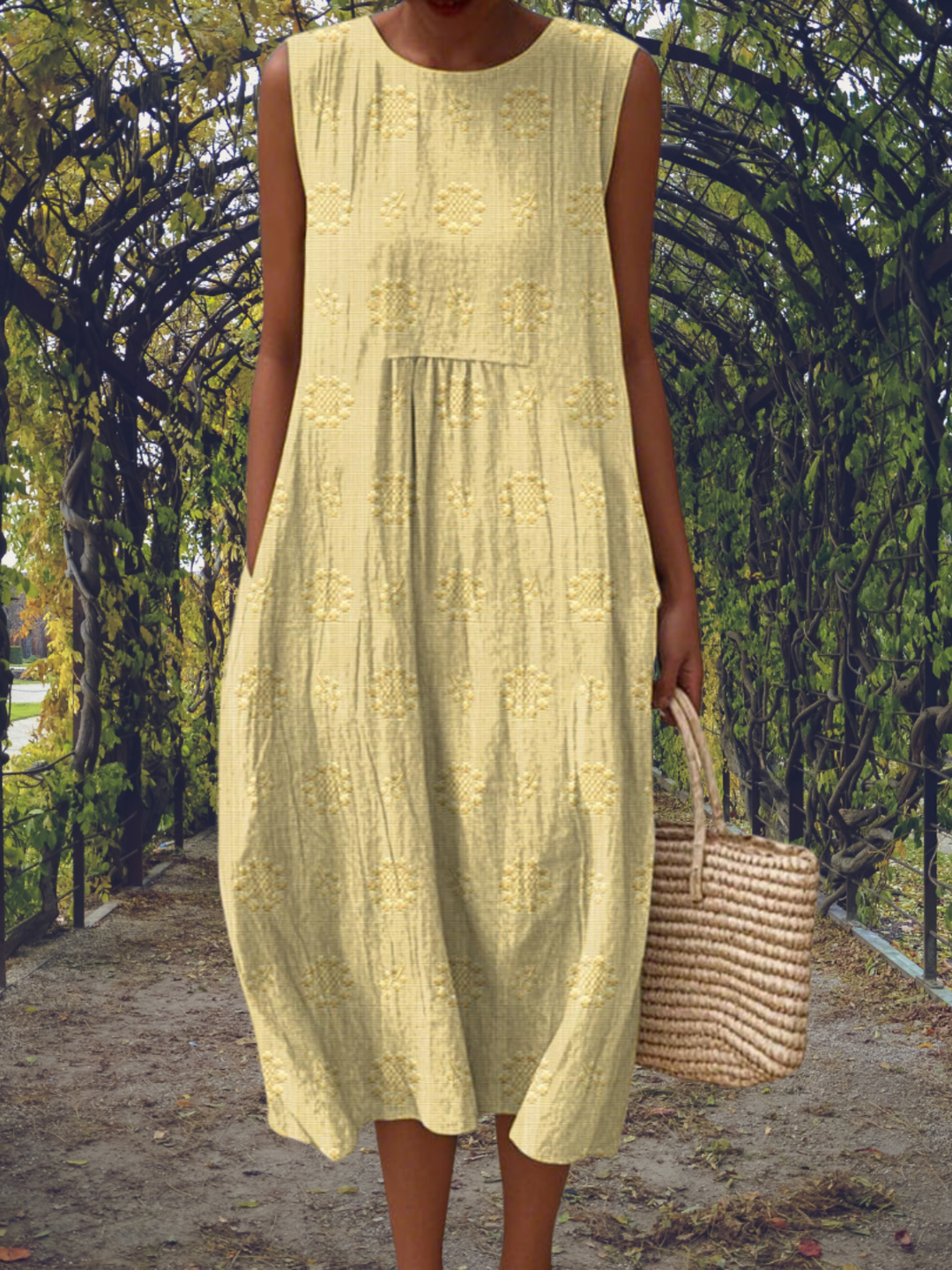 Dress Lightweight Embroidered Midi Dress for Everyday Comfort