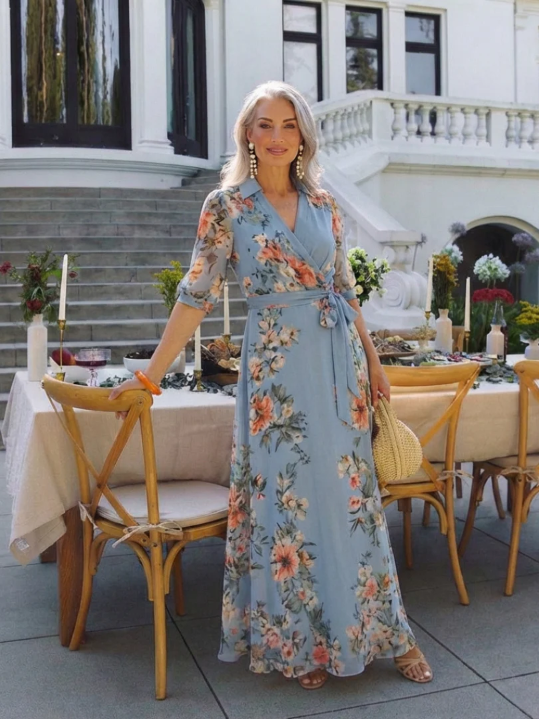 Women’s Floral Wrap Maxi Dress for Summer Events and Parties