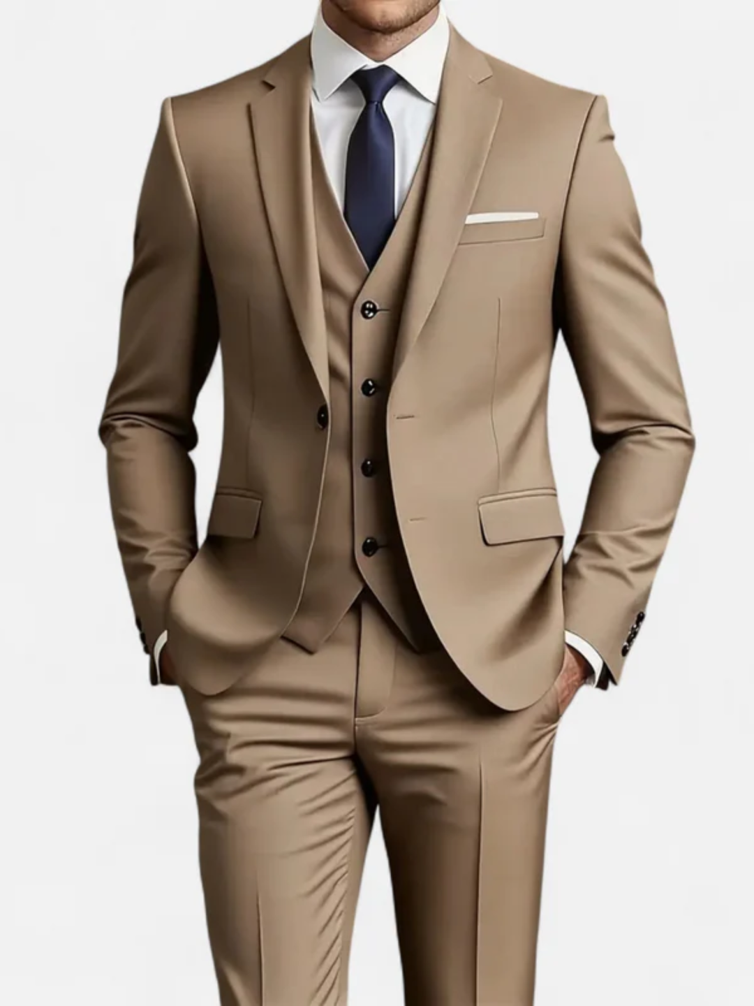 Men's slim fit tuxedo suit 3 piece for wedding black tie