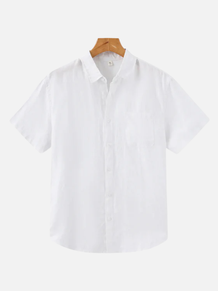 Men's Linen Short Sleeve Shirt for Summer Lightweight Breathable