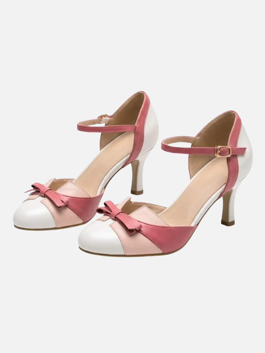 Women's ankle strap bow heels for wedding guest outfit