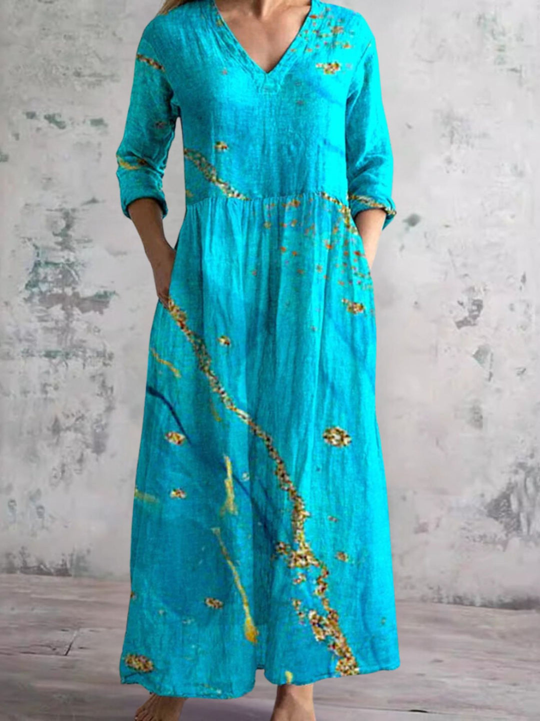 Dress Women’s Floral Summer V Neck Casual Midi Dress