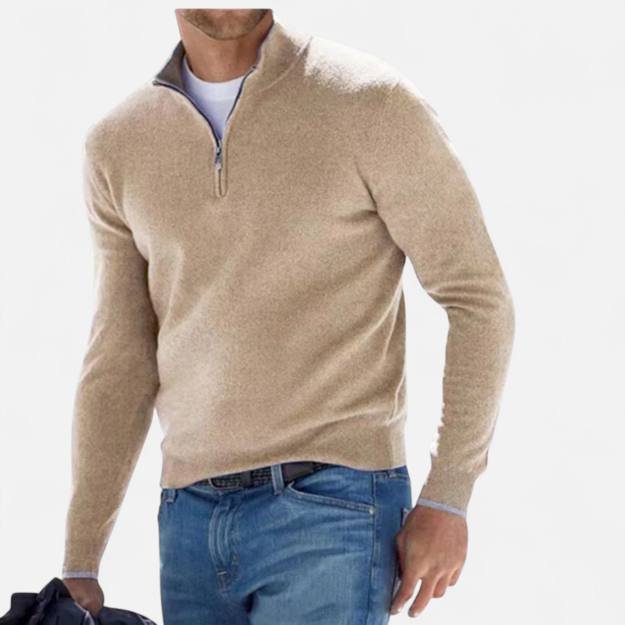 Aurevien | Men’s Fine Knit Half-Zip Jumper – Oxford Classic