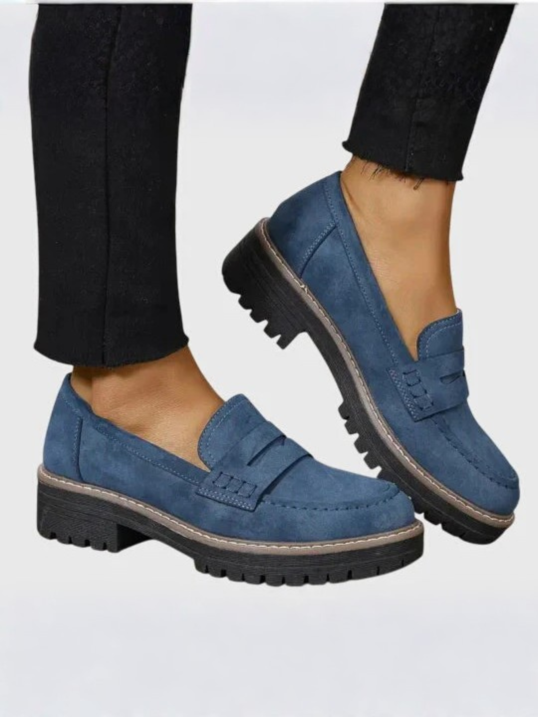 Women’s Comfortable Leather Loafers Slip-On Work Shoes
