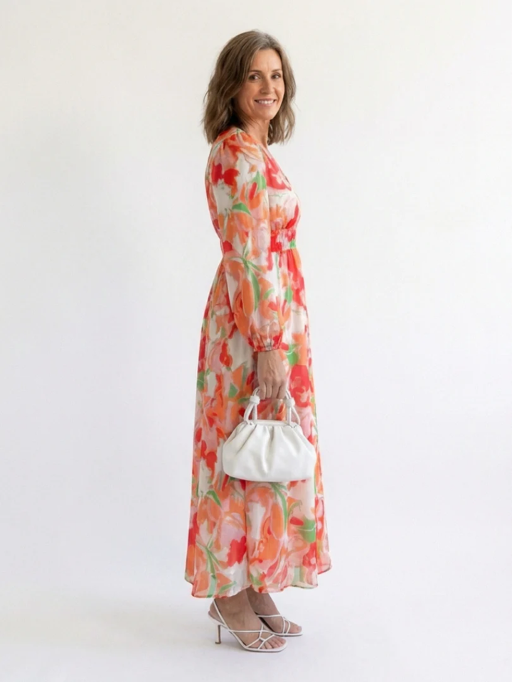 Women’s Long Sleeve Floral Maxi Dress Wedding Guest Outfit Maxi