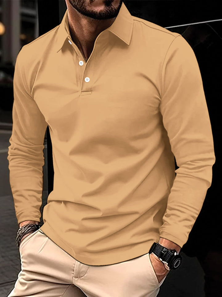 Men Long Sleeve Polo Shirt Versatile Work to Weekend Wear