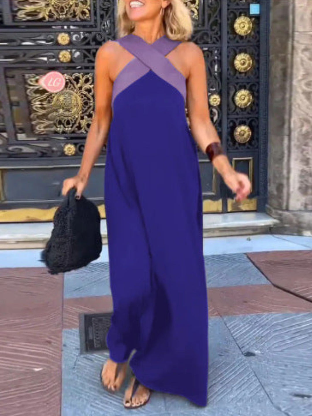 Women’s Cross Neck Summer Dress Lightweight Woven