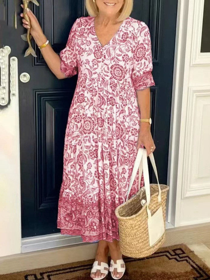 Women Summer Floral Maxi Dress Soft Breathable Relaxed Style