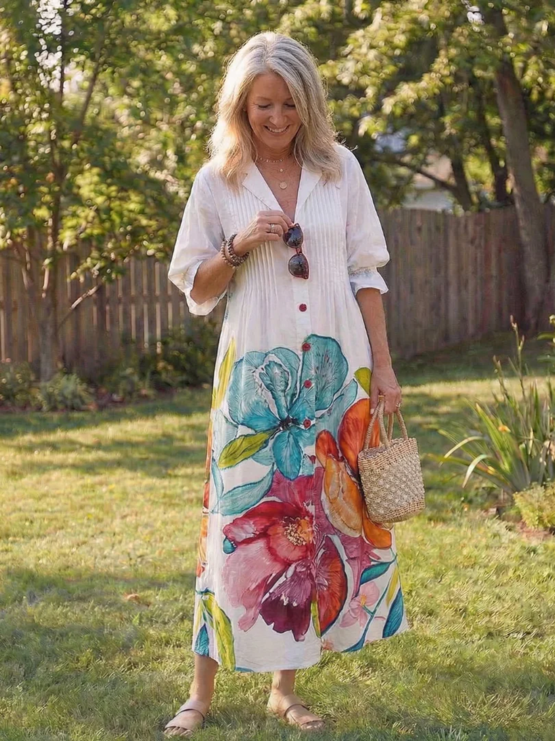 women's botanical maxi dress lightweight summer flowy elegant outfit