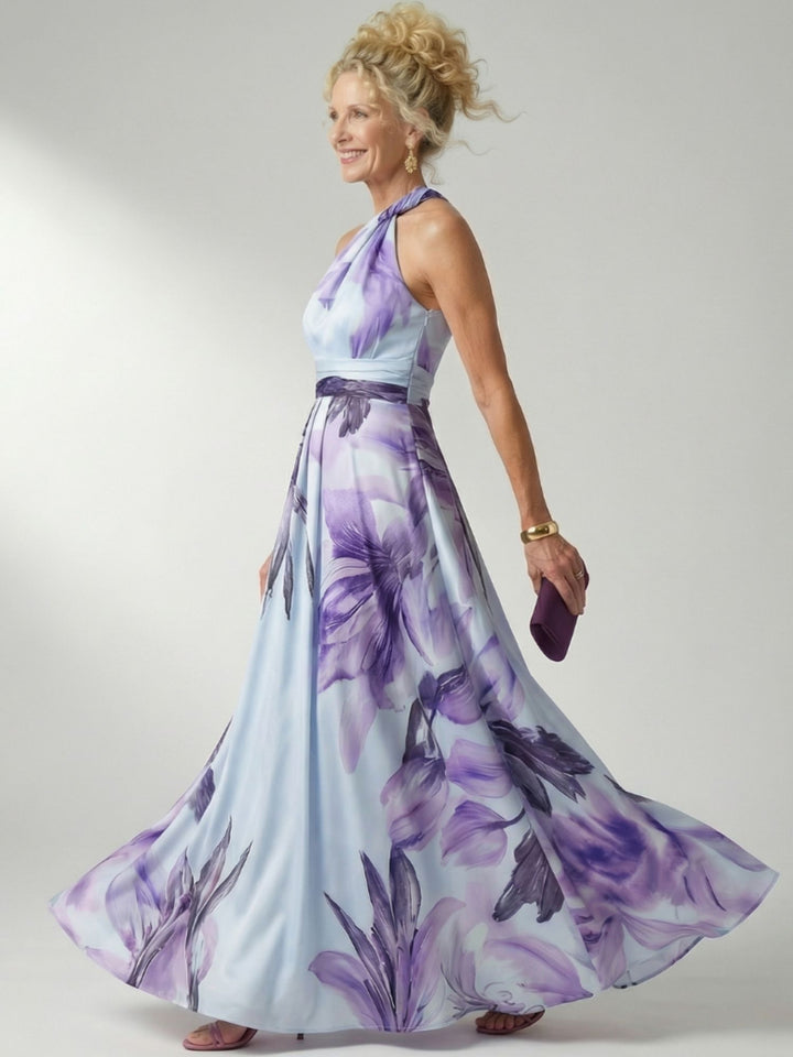 Floral Halter Dress Women Elegant Casual Day Outfit Style