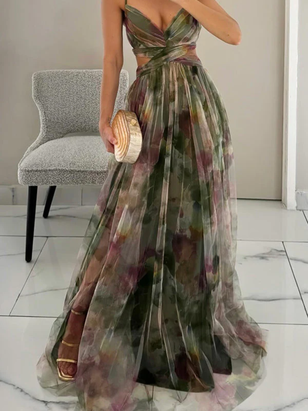 Women’s Floral Maxi Dress for Wedding Guest Lightweight Elegant