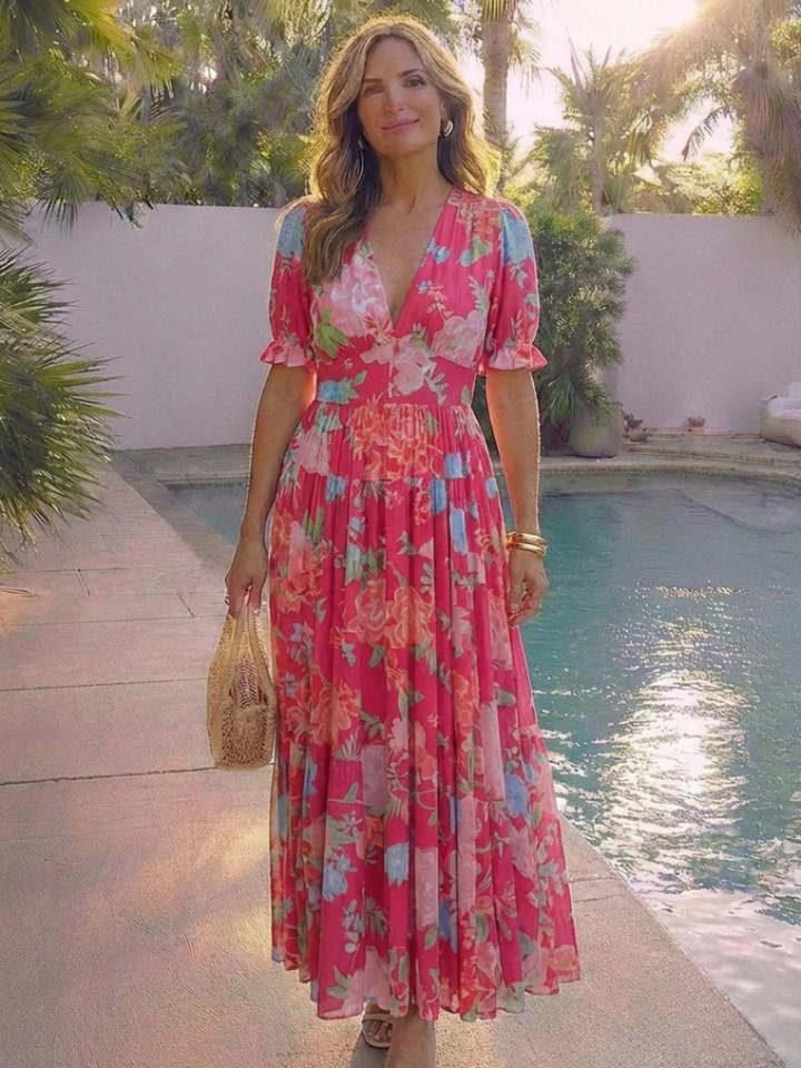 Women's Floral Midi Dress for Summer Events Casual Everyday Wear