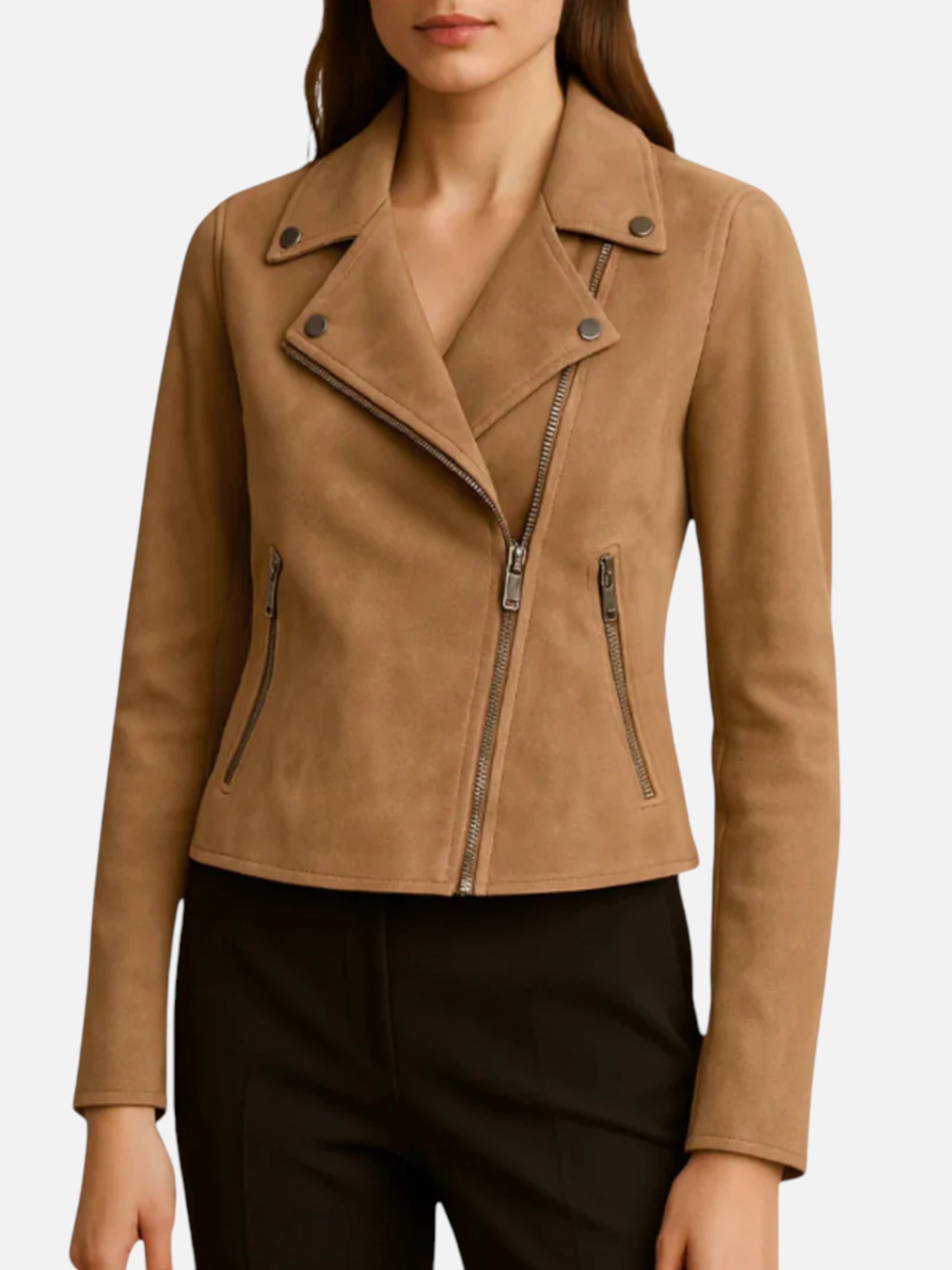 Aurevien | Women’s Suede Biker Jacket – Ivy League Suede
