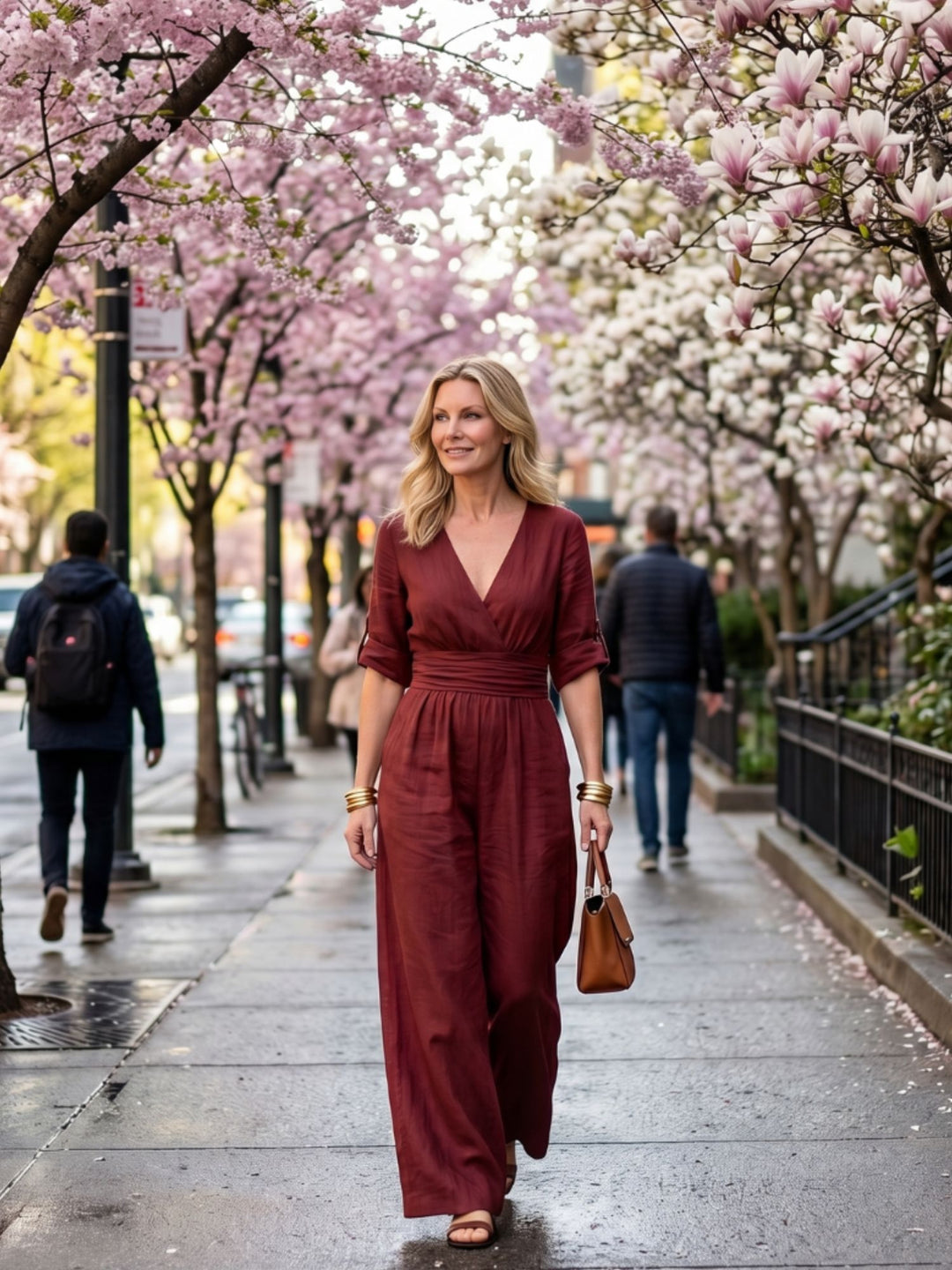 Women Full Length Jumpsuit Cross Bodice Soft Fabric Casual Elegant Wear