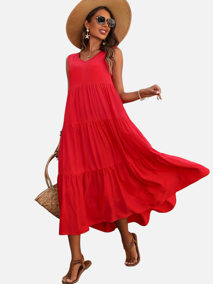 Women's V-Neck Maxi Dress Loose Fit Formal Evening Wear