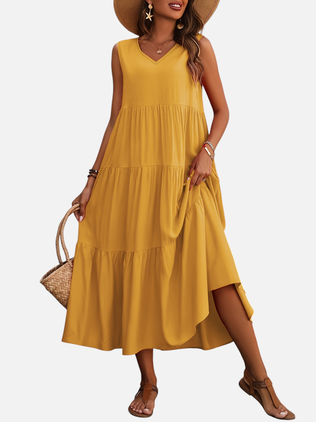 Women's V-Neck Maxi Dress Loose Fit Formal Evening Wear