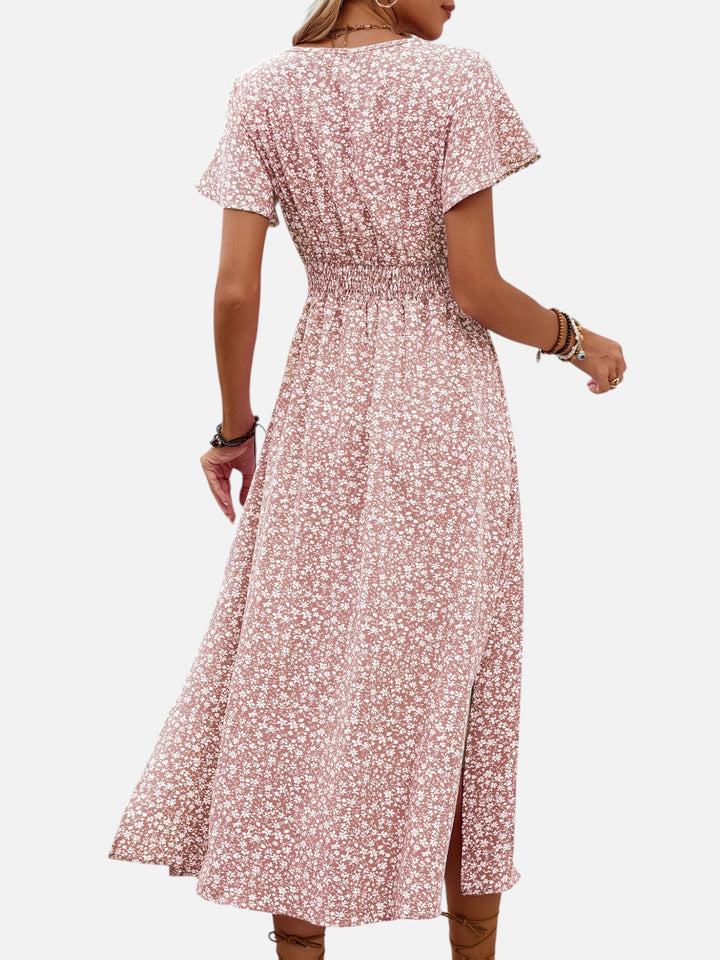Women's Floral Maxi Dress for Summer Elegant High Slit Outfit