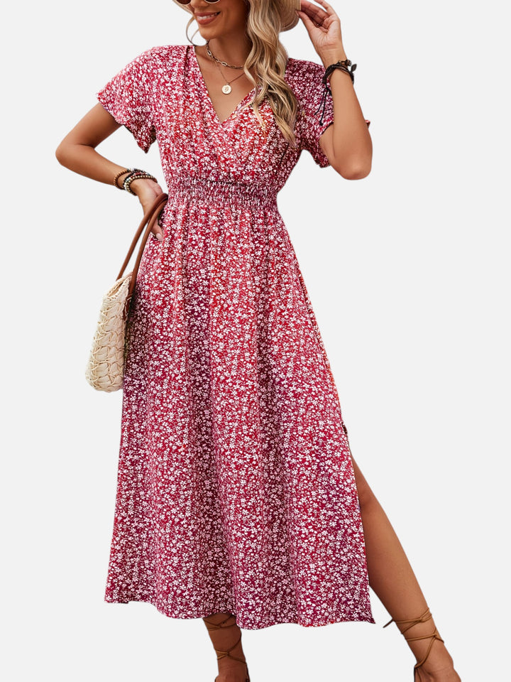 Women's Floral Maxi Dress for Summer Elegant High Slit Outfit