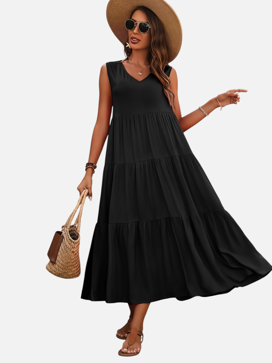 Women's V-Neck Maxi Dress Loose Fit Formal Evening Wear