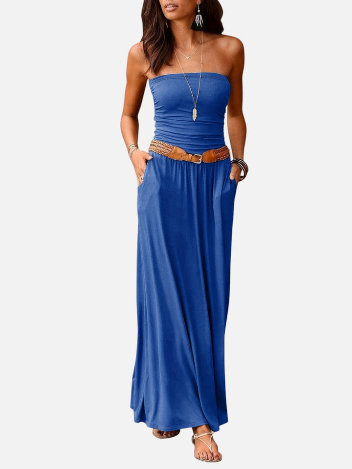 Women's Strapless Dress for Evening Events Slim Fit Waist