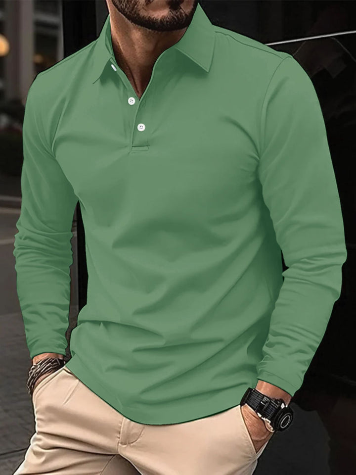 Men Long Sleeve Polo Shirt Versatile Work to Weekend Wear