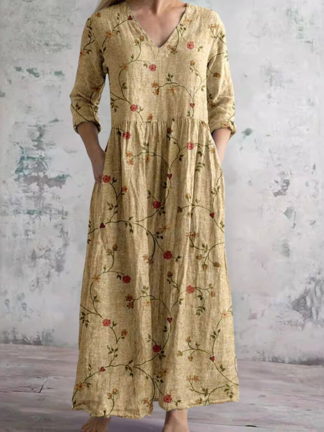 Dress Women’s Floral Summer V Neck Casual Midi Dress