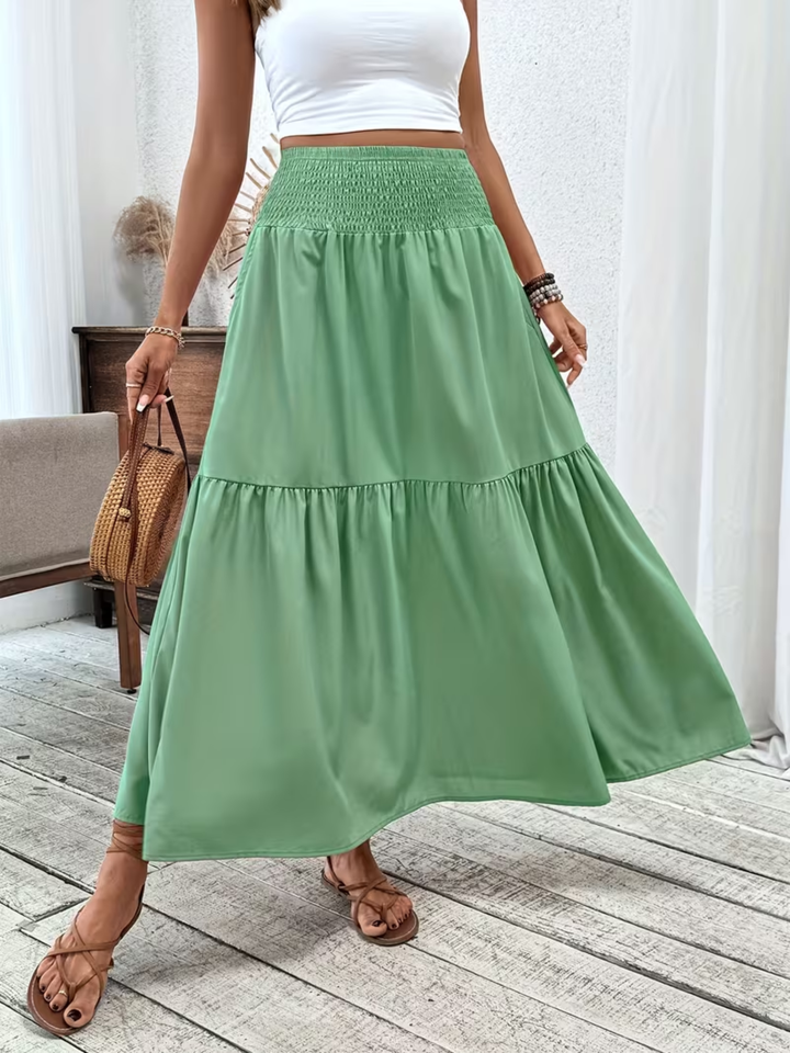 Boho maxi skirt women summer flowy skirt for beach holiday