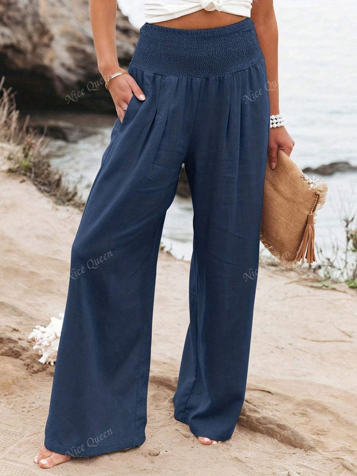 Women Linen Trousers Breathable Relaxed Fit Casual Everyday Pants