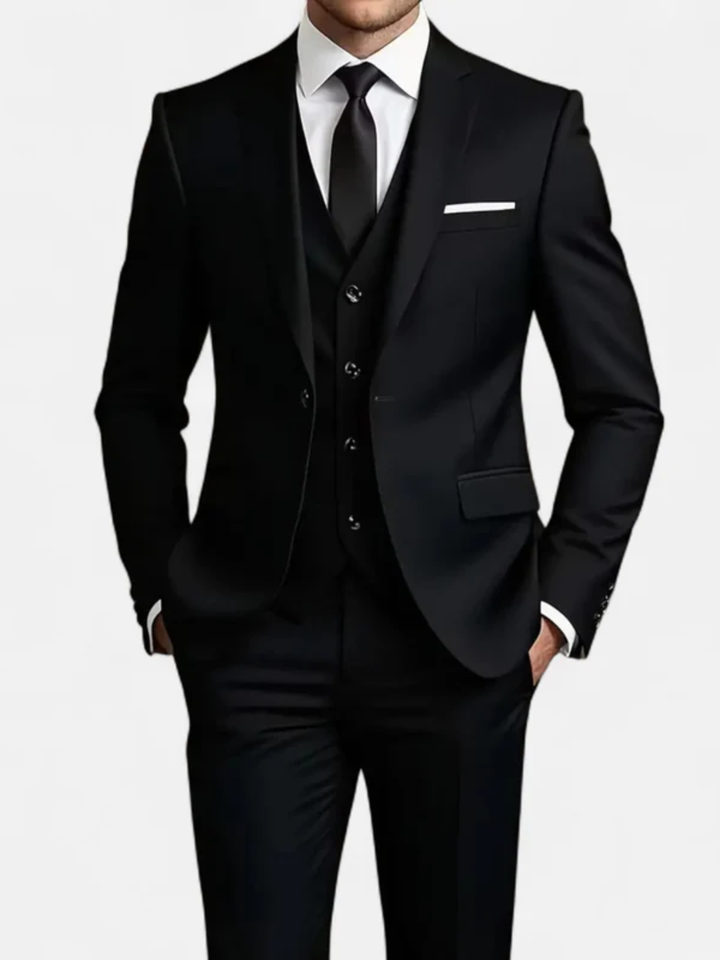 Men's slim fit tuxedo suit 3 piece for wedding black tie