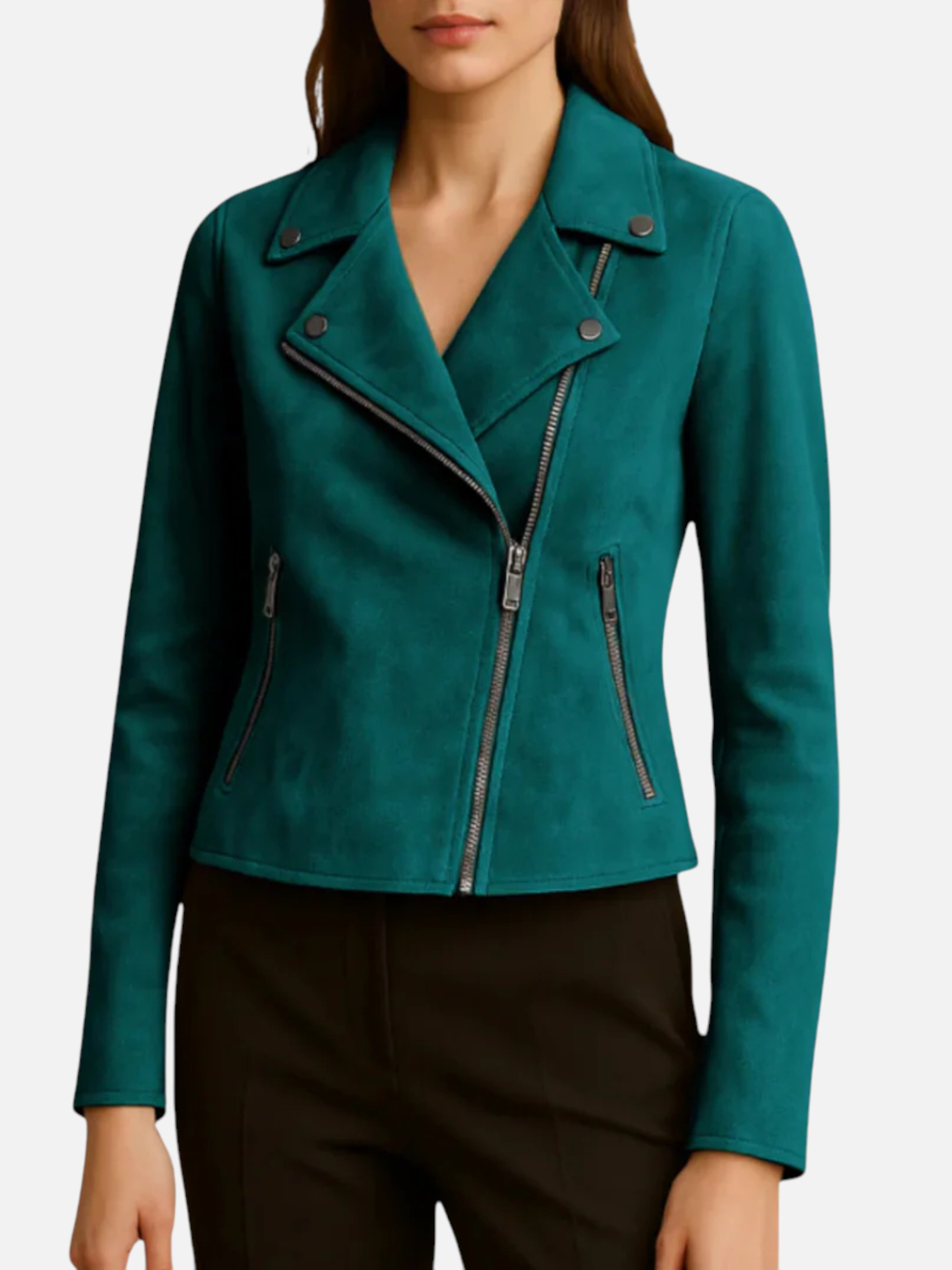 Aurevien | Women’s Suede Biker Jacket – Ivy League Suede