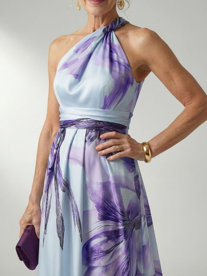 Floral Halter Dress Women Elegant Casual Day Outfit Style