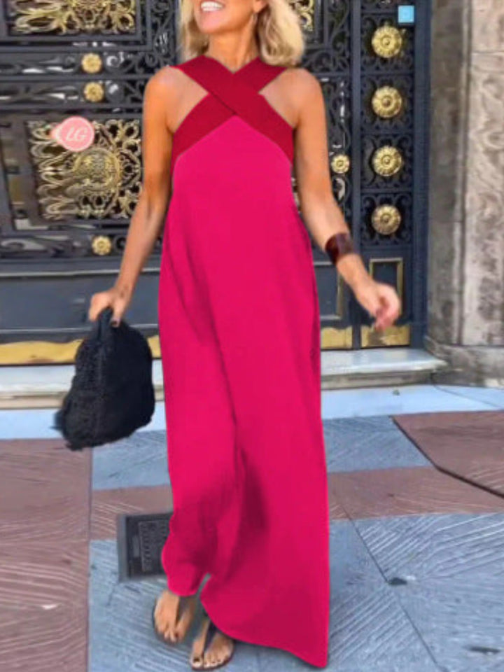 Women’s Cross Neck Summer Dress Lightweight Woven