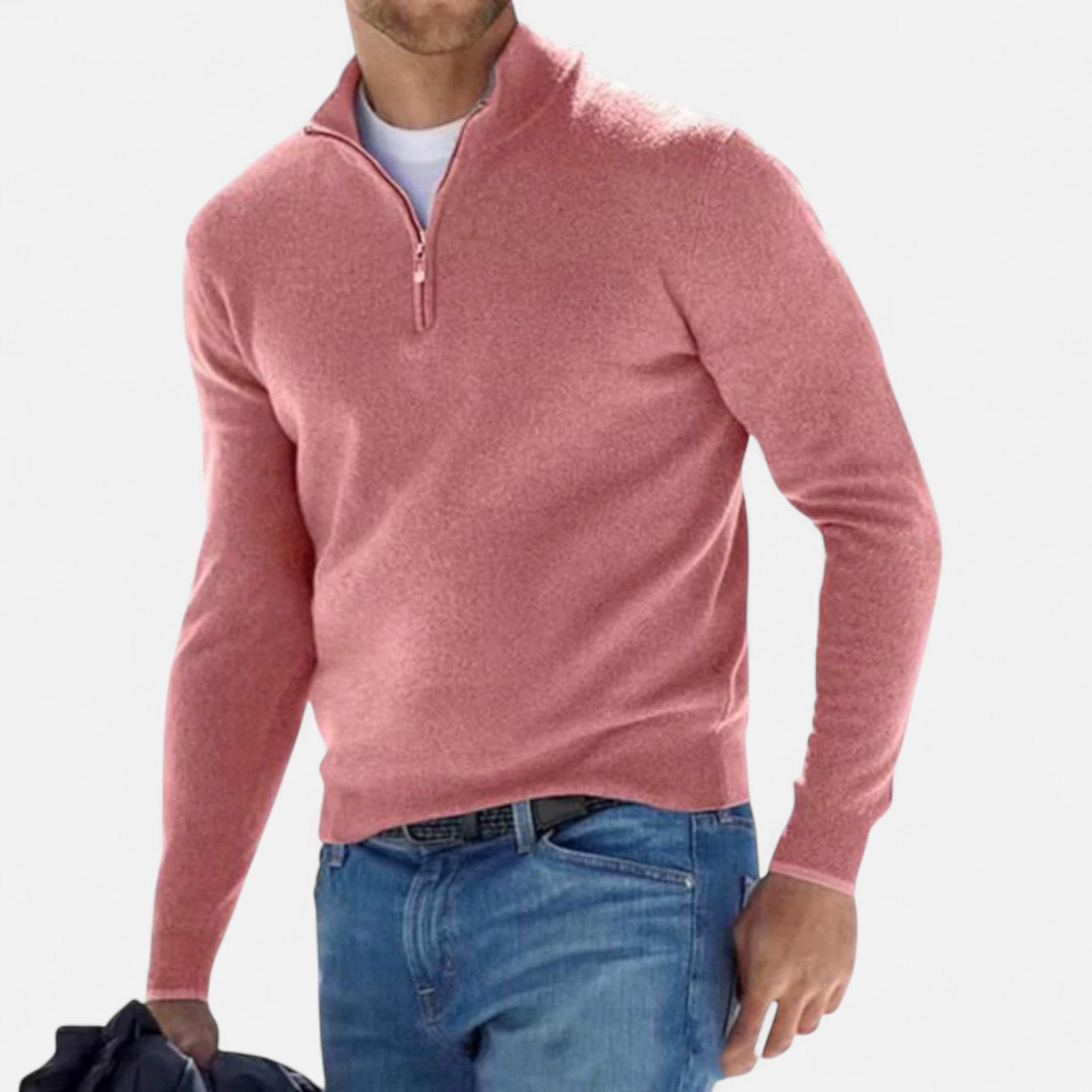 Aurevien | Men’s Fine Knit Half-Zip Jumper – Oxford Classic