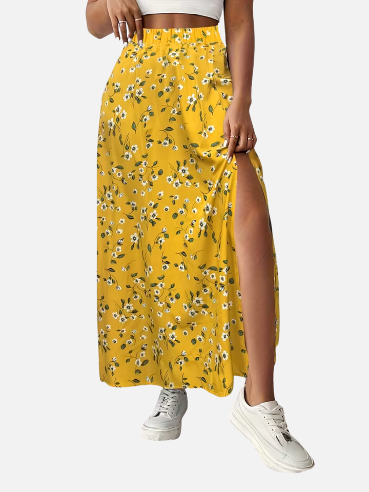 Women's Floral Maxi Skirt High Waist Vacation Outfit
