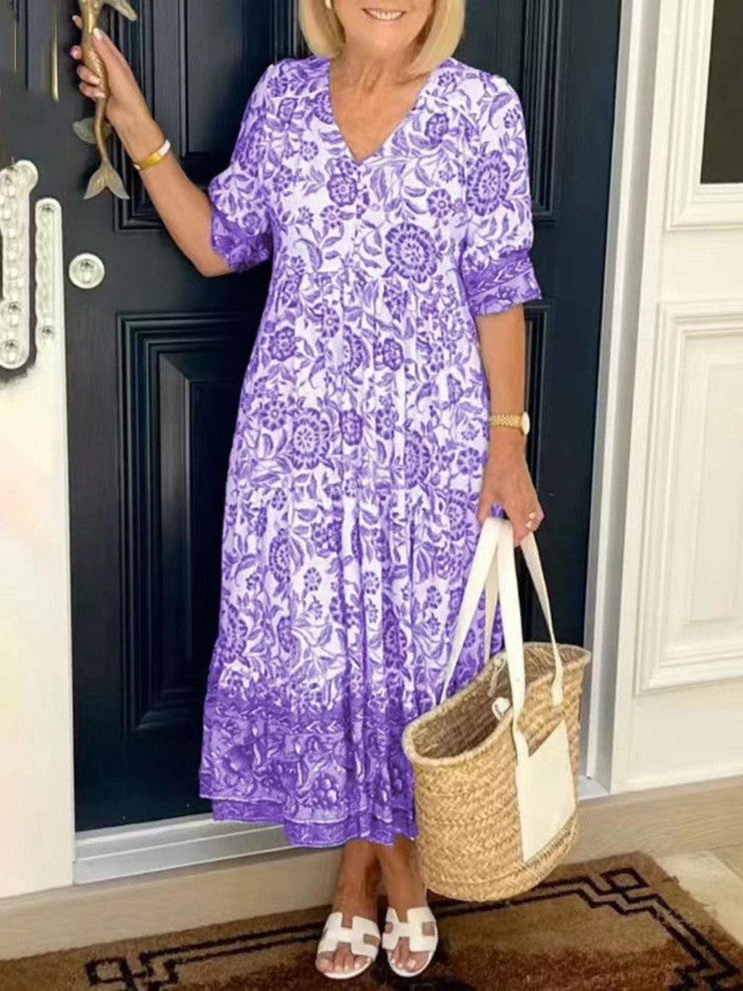 Women Summer Floral Maxi Dress Soft Breathable Relaxed Style