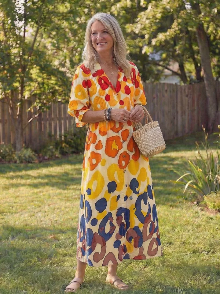 women's botanical maxi dress lightweight summer flowy elegant outfit