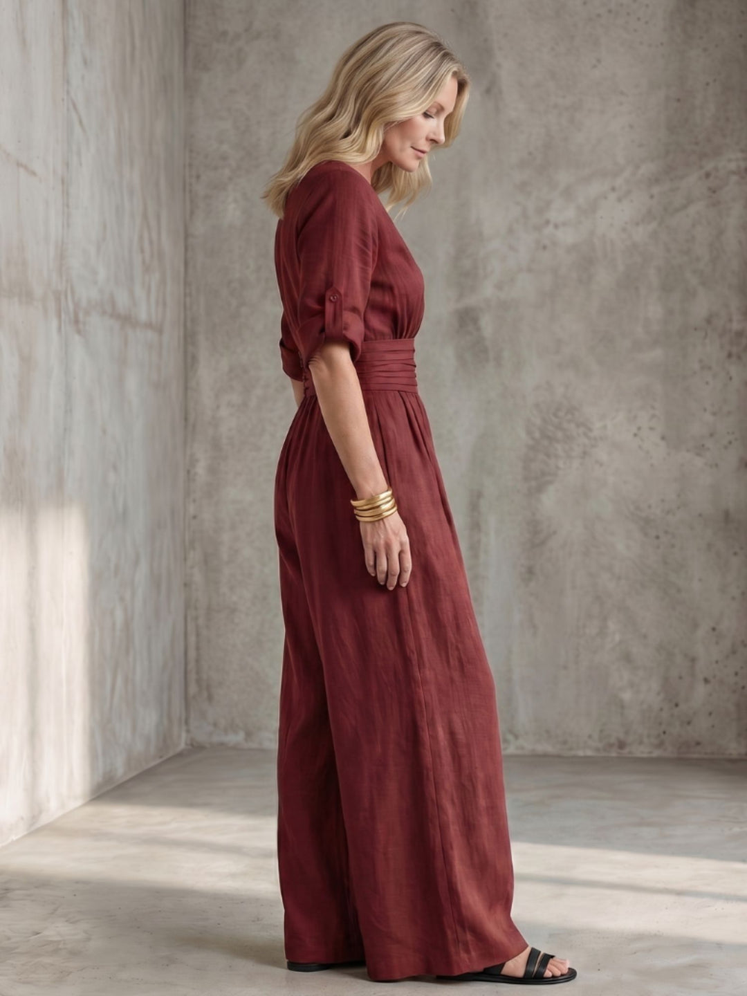 Women Full Length Jumpsuit Cross Bodice Soft Fabric Casual Elegant Wear