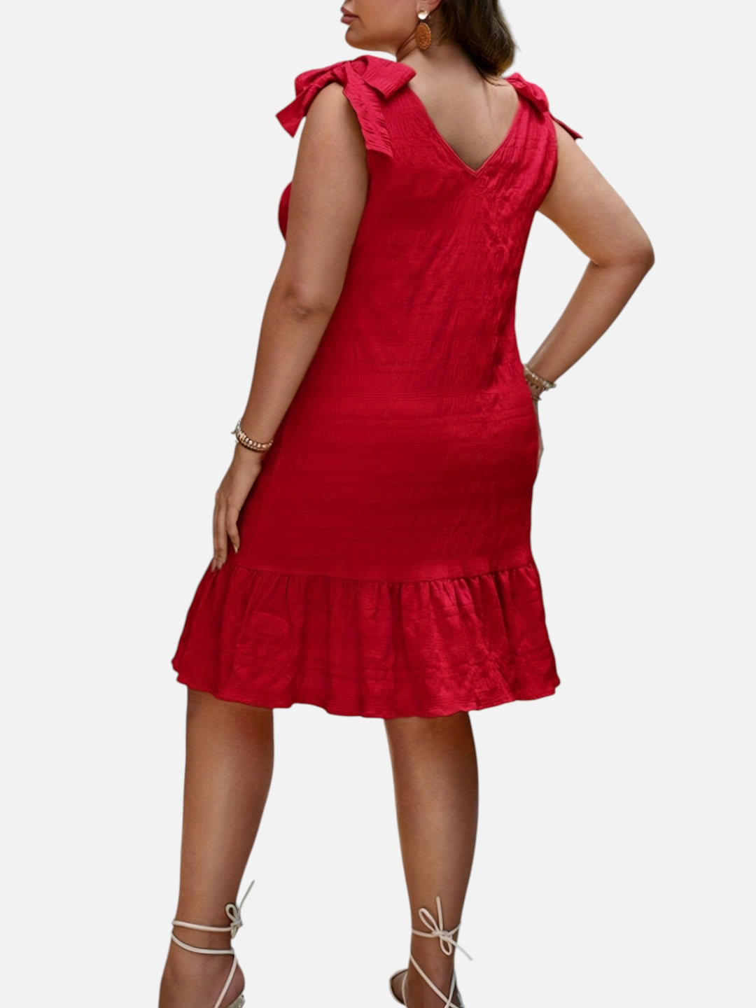 Plus Size Midi Dress for Summer Casual Sleeveless V Neck
