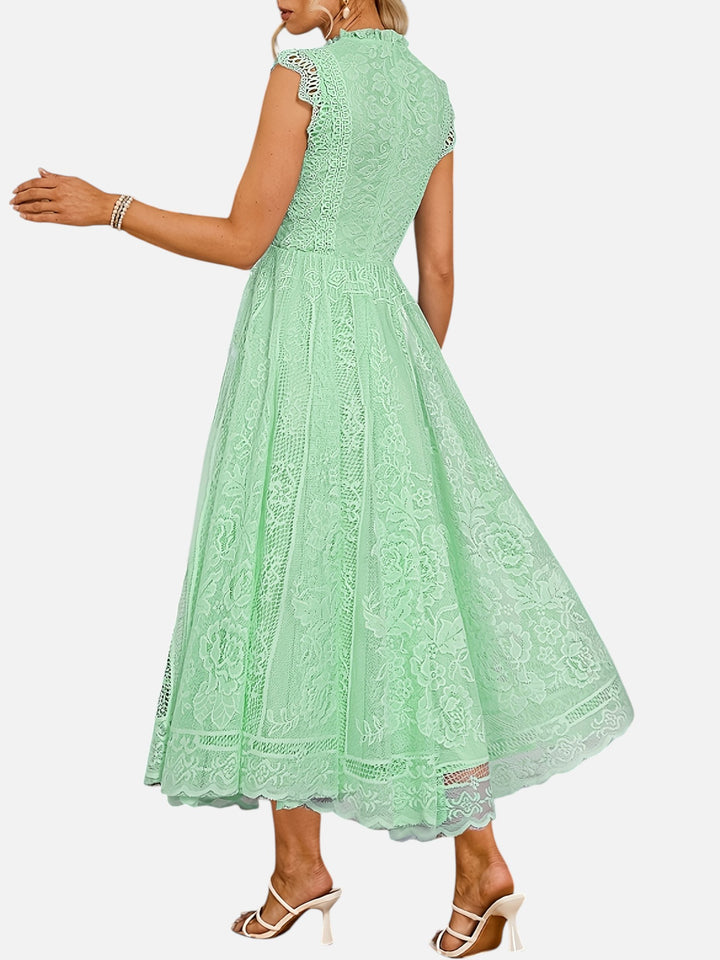 Women’s Lace Maxi Dress Wedding Guest Elegant Flared Fit