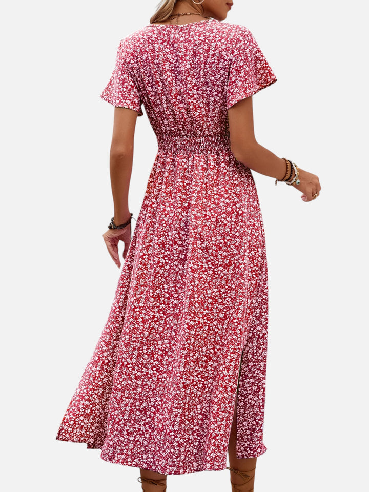 Women's Floral Maxi Dress for Summer Elegant High Slit Outfit