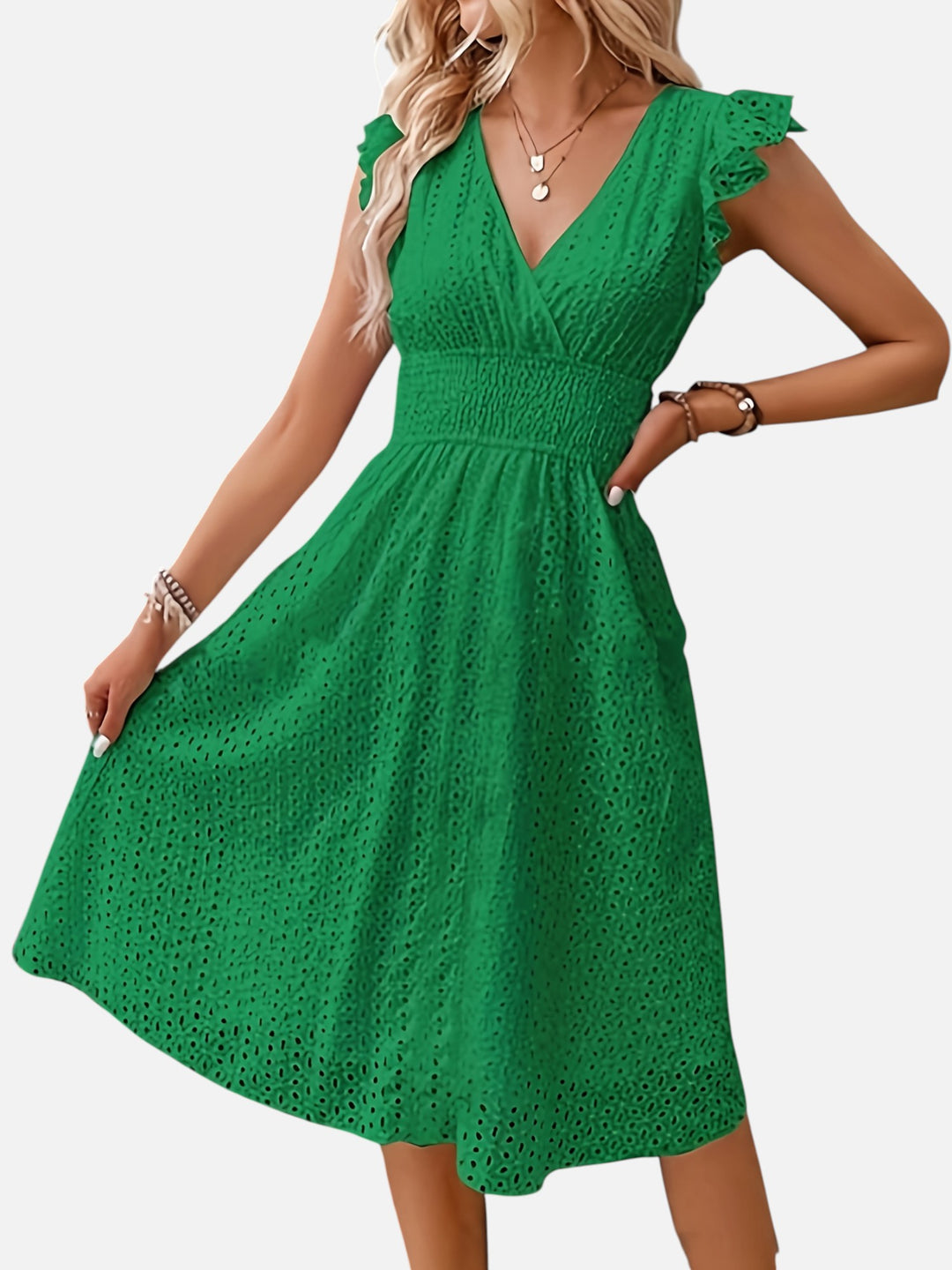 Women’s Stand Collar Midi Dress Casual Elegant Summer Outfit