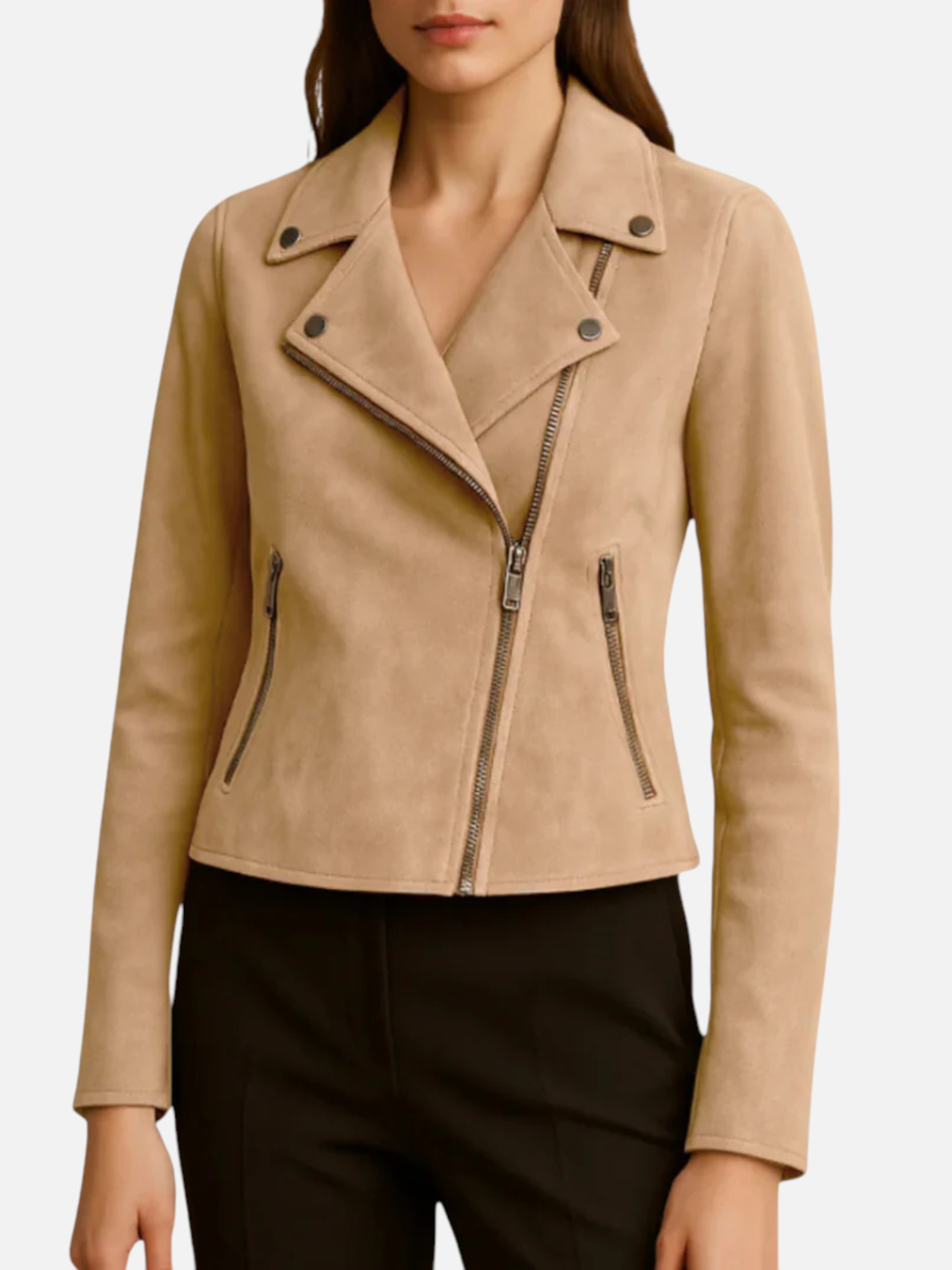 Aurevien | Women’s Suede Biker Jacket – Ivy League Suede