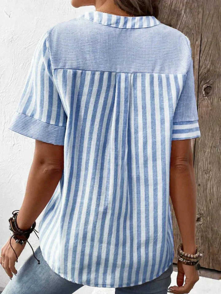 Blouse Women Striped Casual Top for Everyday Comfort Wear