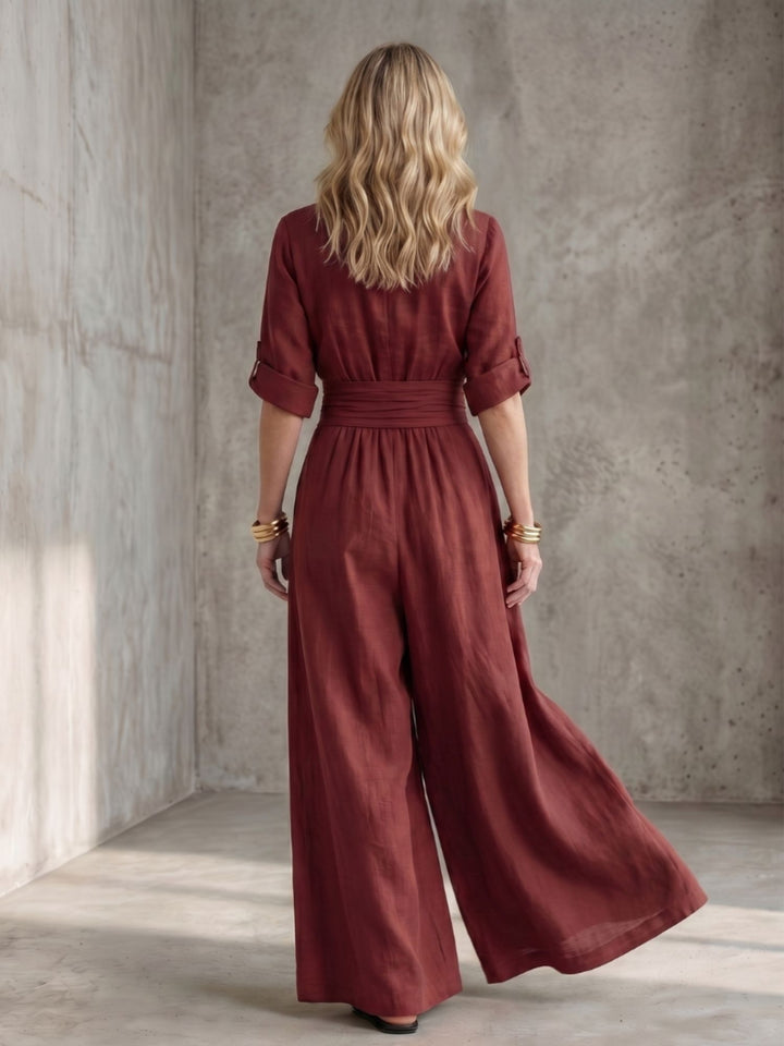 Women Full Length Jumpsuit Cross Bodice Soft Fabric Casual Elegant Wear