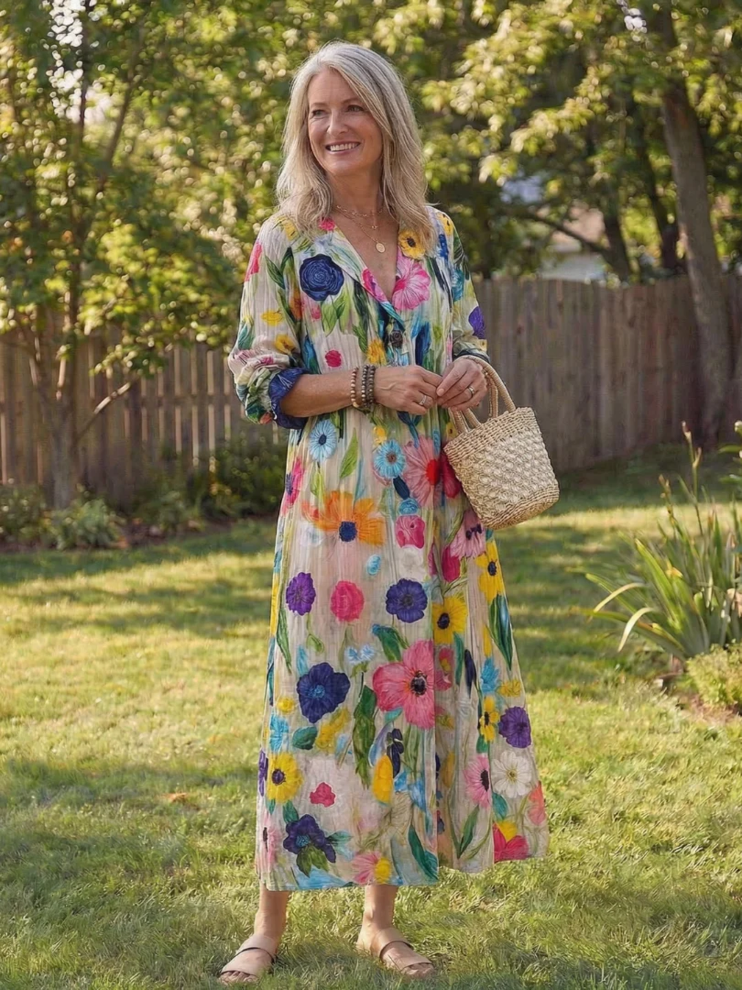 women's botanical maxi dress lightweight summer flowy elegant outfit