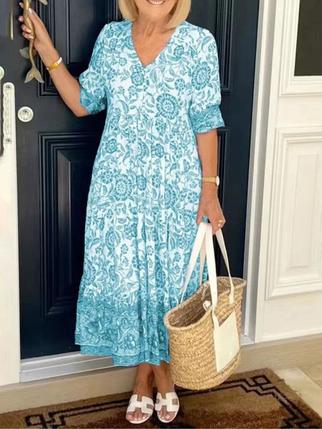 Women Summer Floral Maxi Dress Soft Breathable Relaxed Style