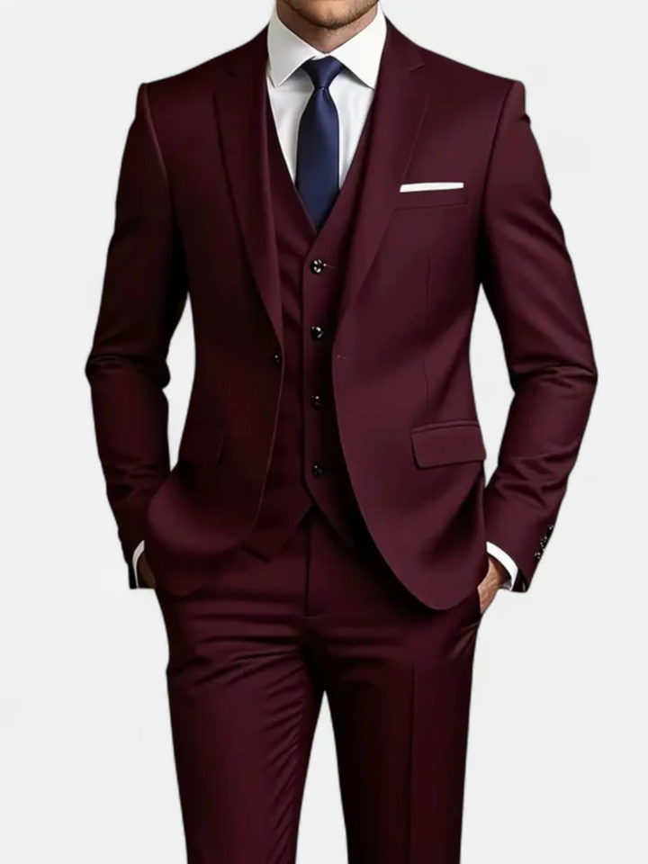 Men's slim fit tuxedo suit 3 piece for wedding black tie